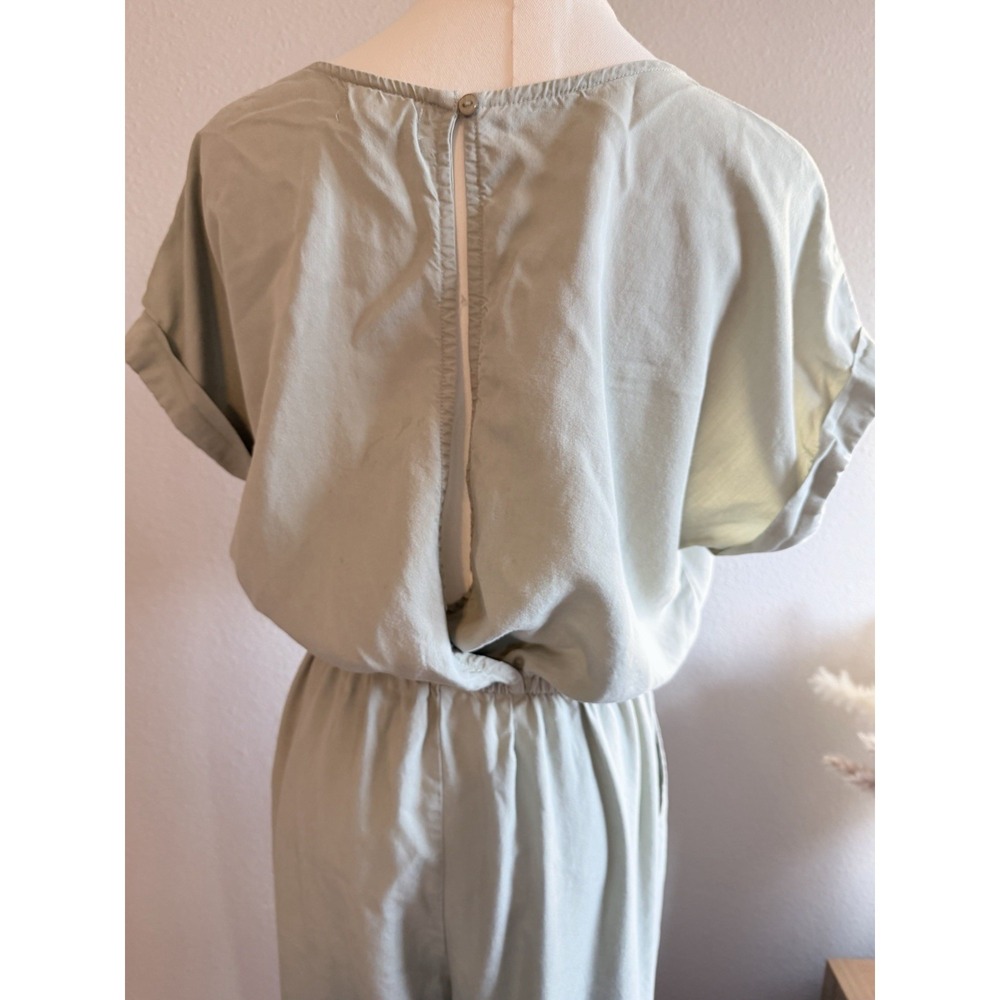 Joppa 100% Lyocell Light Green Short Sleeve Jumpsuit M Elastic Waist Pockets - Picture 6 of 9